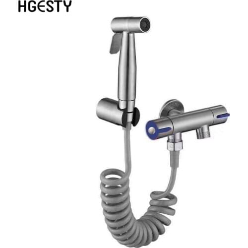 Stainless Steel Toilet Bidet Tap Jet Set Hand Held Shower Bathroom Sprayer Hygienic Shower Spray Gun Home Bathroom Bidet Faucet