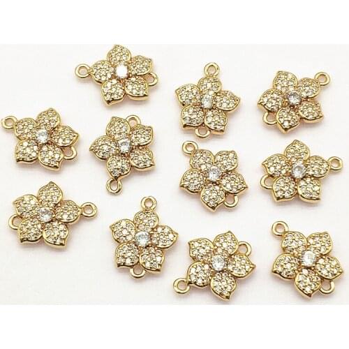 New arrival!17x14mm 40pcs Cubic Zirconia Flower Connectors for Handmade Necklace Earring DIY Parts Jewelry Findings & Components