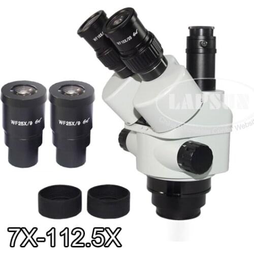 7X - 112.5X Simul-focal Trinocular Industrial Inspection Zoom Stereo Microscope Trinocular for Digital Eyepiece Camera