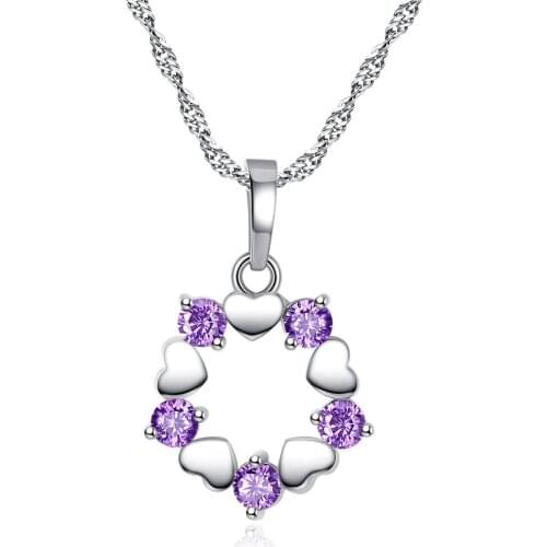 Top Quality Heart Silver Color Pendant Necklace Jewelry Made with Austria Crystal Wholesale