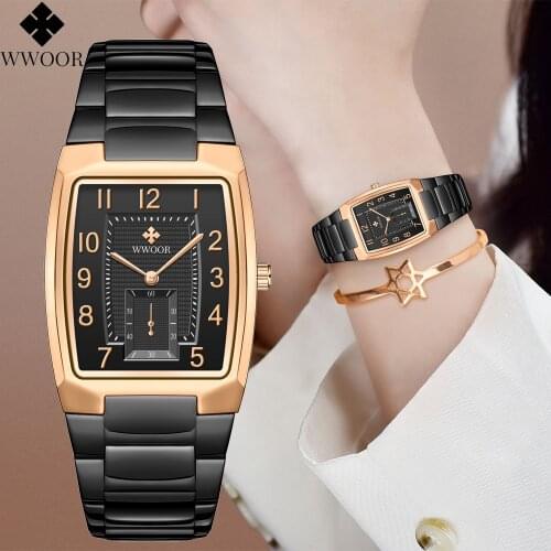 WWOOR 2021 Top Brand Luxury Women Watches Fashion Square Quartz Watch For Montre Femme Ladies Wrist Watch Clock Relogio Feminino