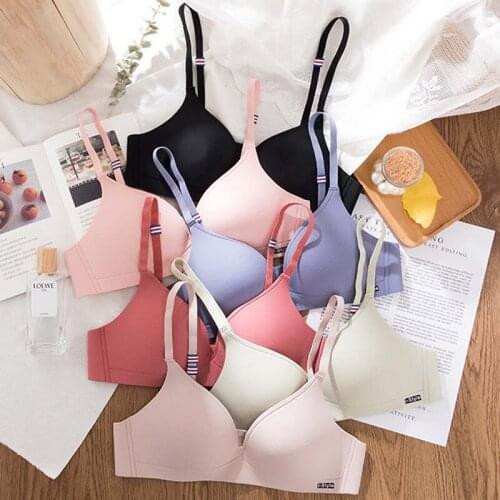 Wasteheart New Maiden Women Fashion Black Red Wireless Padded Seamless Female Bra Sexy One-Piece Bras Bralette Underwear A B