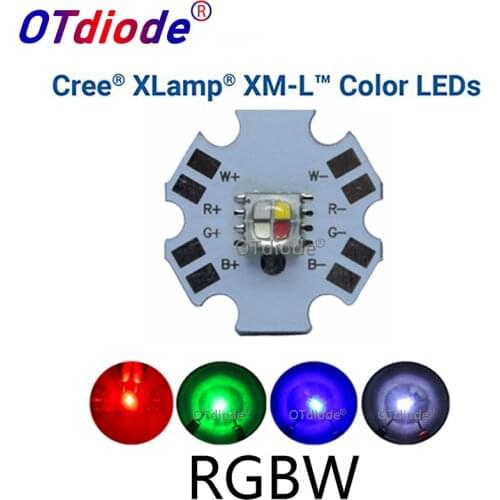 1PCS Cree XLamp XML XM-L RGBW RGBWW RGB+Cool/Warm White 12w 4 chip LED Emitter Bulb Mounted on 20mm Star PCB For Stage Light