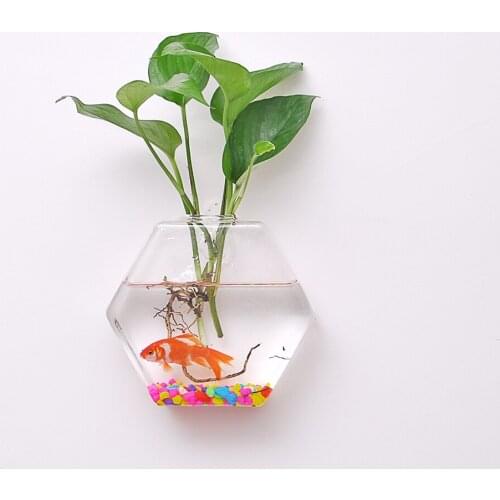 4Pcs Wall Hanging Glass Flower Vase Terrarium Wall Fish Tank Aquarium Container Flower Planter Pots Home Garden Decoration