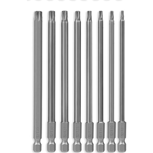 8pcs Torx Head Screwdriver Bit Set 150mm Long Torx Bits S2 Steel Screwdriver Bits with Magnetic Tip