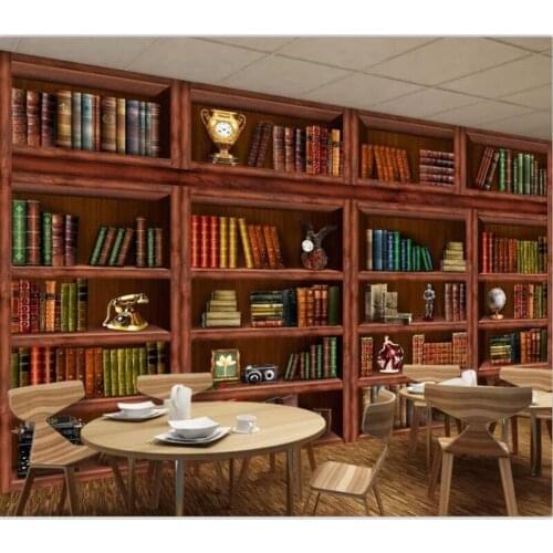 Beibehang Custom wallpaper large upscale living room bookcase bookcase 3D background wall painting wall papers home decor