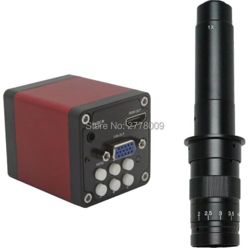Free Shipping Full HD 2.0MP HDMI VGA Dual Output Industrial Microscope Camera + 10X-300X Optical C-mount Lens