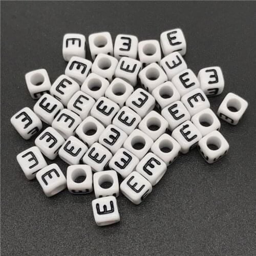 100pcs 6x6mm Letter Beads E Square Shape Alphabet Letter Beads Charms Bracelet Necklace For Jewelry Making Accessories