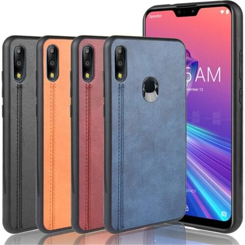 For Asus ZenFone Max Pro M2 ZB631KL Calfskin PU Leather lines Hard Back Cover Phone Case For Asus ZB631KL ZB ZB631 631 631KL KL