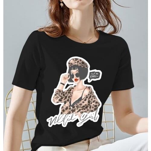 Black All-match Women Tshirts Summer Fashion O-neck Casual Lady Short Sleeve Clothes Letter Series Commuter Womens Dropshipping