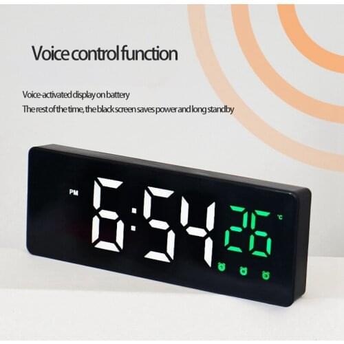 Digital Alarm Clock USB Portable Travel Bedside Table Desk LED Clock Temperature Display Snooze for Bedroom Home Black