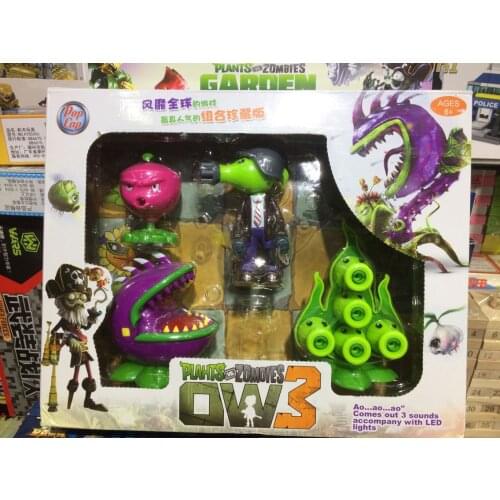 Plants Zombied Monster Robot Garden Warfare Peashooter ABS Action Figure Model gift Toys For Children Flash Shoot bullets gld2