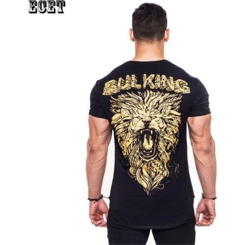 ECET brand summer streetwear printing lion head fashion mens round neck T-shirt jogger fitness casual sportswear