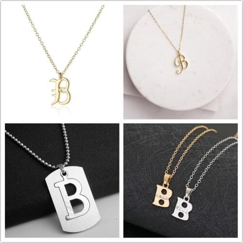 Gift1pcs Family mom name Initial Letter B monogram alphabet Stainless steel alloy 26 English word sign pendant Necklace jewelry