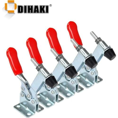 4pcs 90KG Horizontal Clamp Anti-Slip Toggle Clamp Fast Locking Hand Tool Lever Fastener Vertical Fixture Quick Release Tool