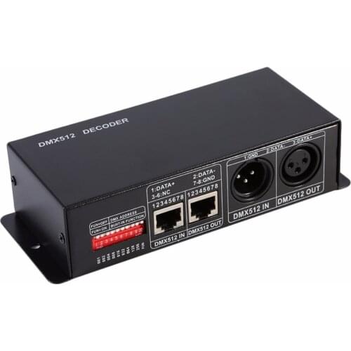 Hot Sale 4A 8A PWM Control Signal 3 Channels RGB DMX512 Decoder For RGB LED Light Controller