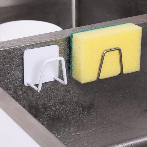Stainless Steel Sink Sponge Wiping Drain Wire Ball Storage Nail-free Rack for Kitchen Goods Housekeeper on Wall Hooks