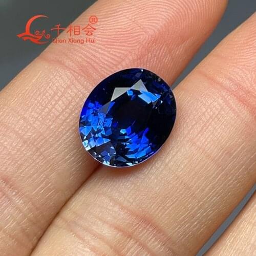 Thailand cut royal blue color Artificial Sapphire oval shape corundum clear gem stone