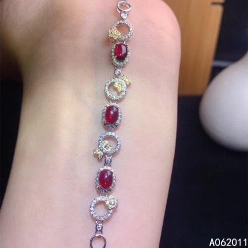 KJJEAXCMY fine jewelry natural Garnet 925 sterling silver fashion new girl hand bracelet support test hot selling