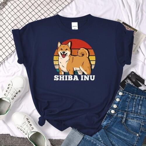 Shiba Inu Cute Dog printing Womens T-Shirt Fashion Brand T Shirts Street S-XXXL tee Shirts Breathable Oversize Womens T Shirt
