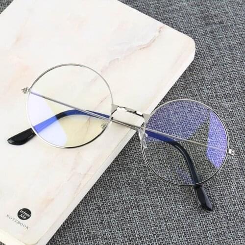 Men Women Metal Clear Round Glasses Vintage Glasses Transparent Eyewear Oversized Round Circle Eye Glasses