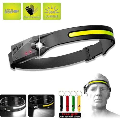 2400mAH Mini Rechargeable Headlamp with Sensor Floodlight Headlight COB+XPE 3 Lighting Mode Suitable for hiking, expedition, etc