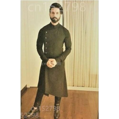 Latest design jacket pants black robe type coat irregular skirt Groom wedding party dress 2 pieces