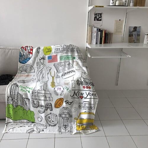 New York Throw Blanket Home Sofa Decor Blanket Portable Soft Bedspread Microfiber Flannel Blankets for Beds