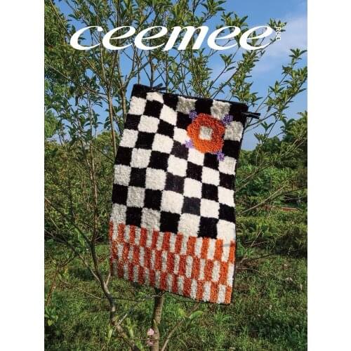 Original Design Checkerboard Flower Carpet Wool Carpet Bathroom Door Absorbent Floor Mat Bedroom Entrance Home Decoration