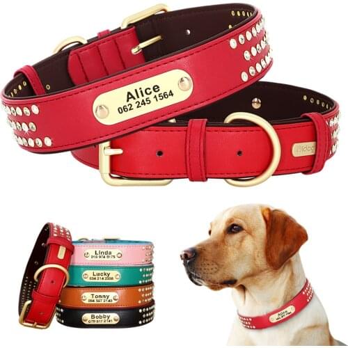 Bling Rhinestone Dog ID Collar Personalized Dogs Collars Necklace With Name Plate Soft Padded Pet Necklace Free Engraving S-2XL