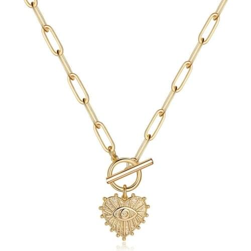 Love Heart Shape Demon Eye Necklace Pendant Gothic Choker Collares Chain Necklace For Women Jewelry Gift