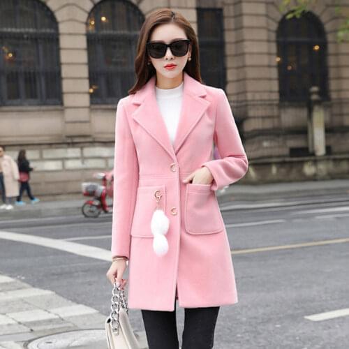 Coat Female Long 2021 New Fashion Woolen Womens Coats Spring and Autumn Outerwear Womens Jacket Female Clothing Plus Size