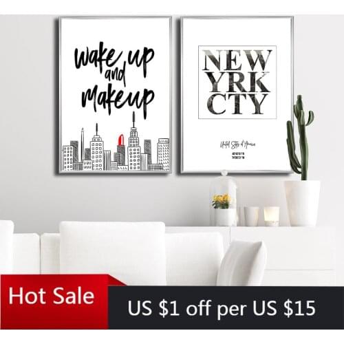 Make Up and Wake Up Poster Canvas Painting New York City Art Print Quote Modern Picture For Living Home Room Decor Wall Decor