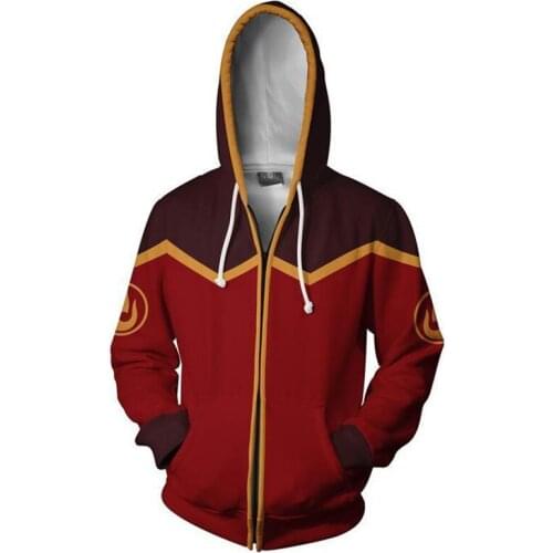 Avatar: Last Airbender Costumes flame Cosplay 3D Hoodies Men women streetwear Sweatshirts Zipper hooded Jacket clothing