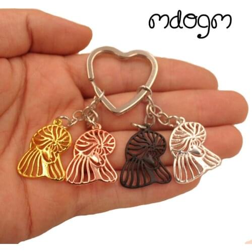 Cute Poodle Teddy Dog Animal Cute Gold Silver Plated Keychain For Bag Car Women Men Girls Boys Love Jewelry K015
