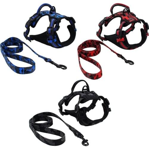Dog Pet Harness Reflective Style Safe Small Medium Large Dogs With Leashes Home Pet Walking Product Buckle Dog Vest Harness