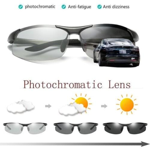 Driving Photochromic Polarized Sunglasses For Men Aluminum Magnesium Day Night Vision Fishing Goggles Transition Chameleon Lens