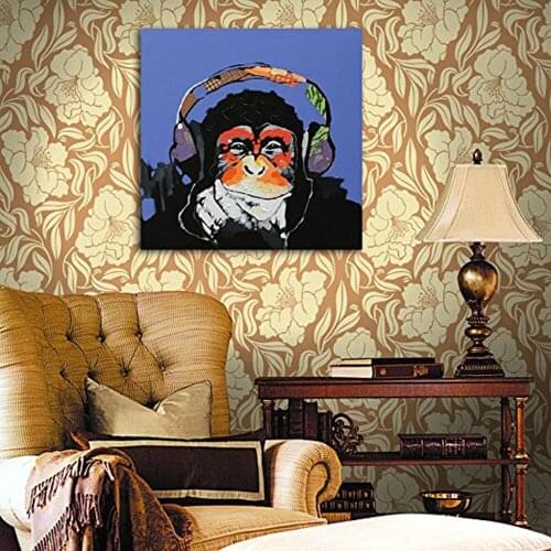Modern Abstract Oil Painting Animals Art on Canvas Hand Painted for Home Decor Kids Room Music Gorilla Free SHipping Art Canvas