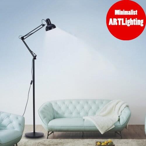 Modern Flexible Swing Arms LED Corner Floor Lamp Adjustable Nordic Industrial Standing Lamp for Living Room Bedroom Office Study