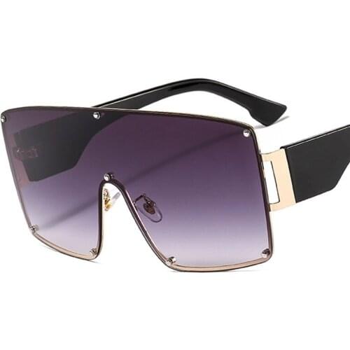 Veshion Oversized One Lens Rivet Goggle Sunglasses Men Women Fashion Shades UV400 Vintage Glasses