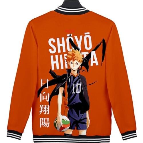 Japan Anime Haikyuu Cosplay Costume Karasuno High School Hinata Shoyo Kageyama Tobio 3D Baseball Jacket Men Casual Tracksuit