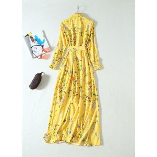 Printing temperament split New big pendulum single breasted cultivate morality dress