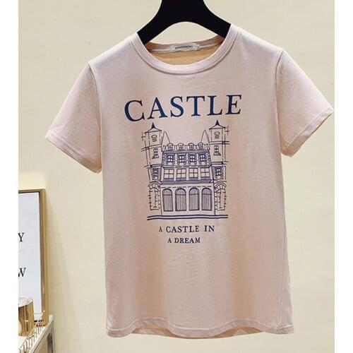 Cartoon Print Short Sleeve Women T-shirt Summer Tops 2021 Casual O-Neck Tshirt Fashion Woman White Cotton Female Tee Shirt Femme