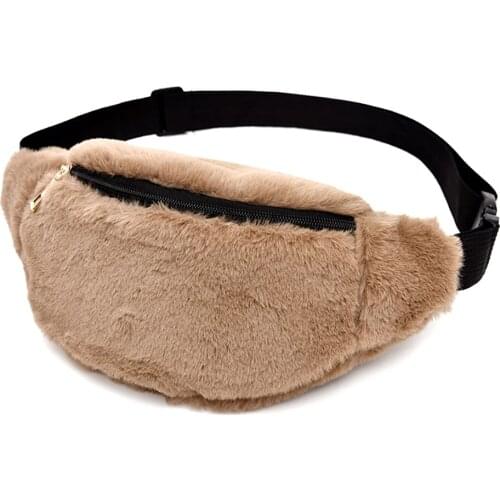 Women Plush Fluffy Waist Bag Winter Coin Phone Pouch Chest Fanny Pack Shoulder Bags Girl Waist Pack Hand Warmer Waist Belt Bag