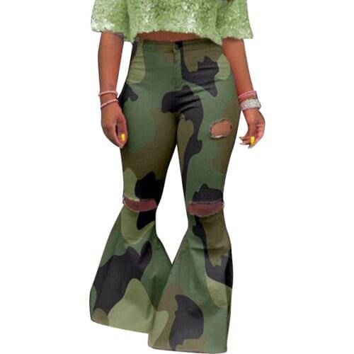 Fashion Jeans For Women Plus Size High Waist Denim Bell Bottom Ripped Flare Pants Wide Leg Pants Femme Spring Streetwear 2021