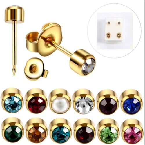 New Arrival Multicolor Crystal Stainless Steel Ear Stud Fashion Stud Earrings Female Piercings Fashion Jewelry Gifts Wholesale
