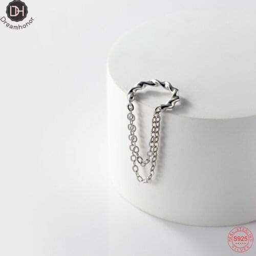 Dreamhonor Real 925 Sterling Silver Twist Round Tassel Chain Ear Clip Earrings For Women Party Jewelry Gifts