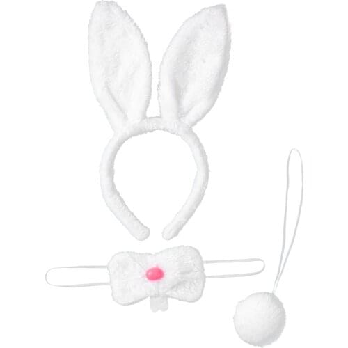 Women Halloween Cosplay Costume Kawaii Bunny Tail with Ears Nose Hair Hoop Female Cute Outfits Women Lover Gift for Honeymoon