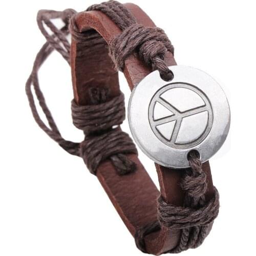 Gnova New Antique Genuine Leather Bracelets Women Alloy Buckler Charm Bracelet For Men Bracelets Bangles Jewelry