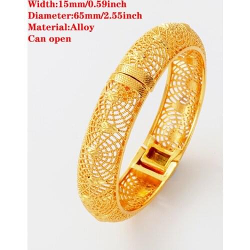 1pcs fashion Bangles Gold color Dubai Bangle&Bracelet Indian For Women girl African Jewelry Ethiopian Wedding Bride Jewelry Gift